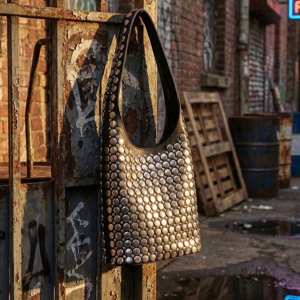 Studded Black Shoulder Bag